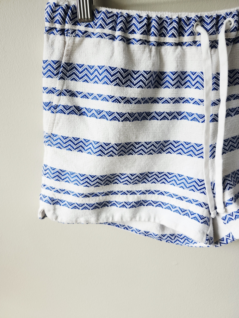 White and Blue Striped Terry Shorts - Picture 3 of 8
